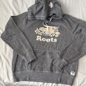 Roots Heather Gray Pullover with Iconic Logo